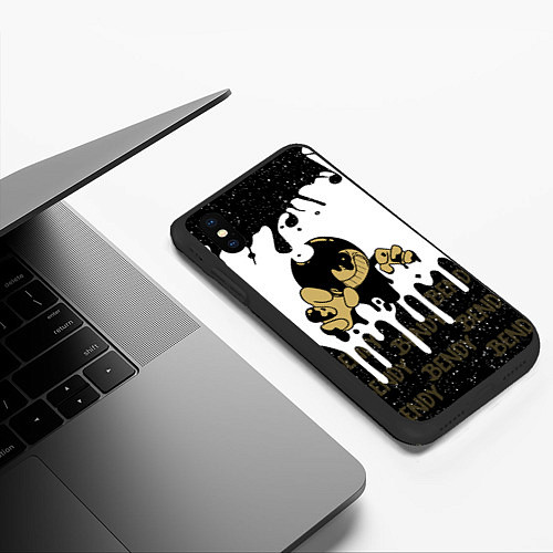 Чехол iPhone XS Max матовый КРУТОЙ BENDY AND THE INK MACHINE / 3D-Черный – фото 3