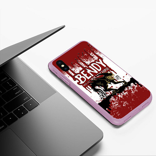 Чехол iPhone XS Max матовый BLOOD BLACK AND WHITE BENDY AND THE INK MACHINE / 3D-Сиреневый – фото 3