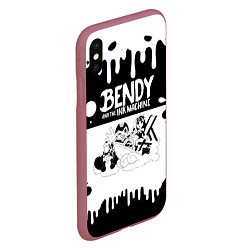 Чехол iPhone XS Max матовый БЕНДИ И АЛИСА BENDY AND THE INK MACHINE, цвет: 3D-малиновый — фото 2