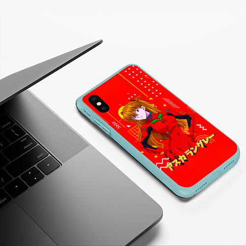 Чехол iPhone XS Max матовый Аска Лэнгли Сорью Evangelion / 3D-Мятный – фото 3