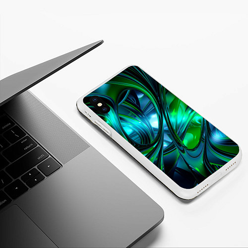 Чехол iPhone XS Max матовый Изумрудное настроение / 3D-Белый – фото 3