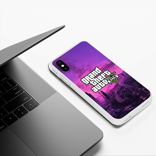 Чехол iPhone XS Max матовый GTA ONLINE 5 / 3D-Белый – фото 3