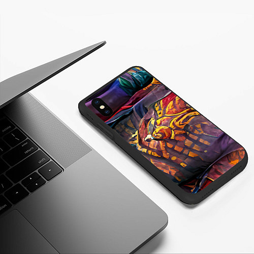 Чехол iPhone XS Max матовый Знак огня / 3D-Черный – фото 3