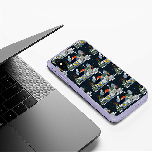 Чехол iPhone XS Max матовый Зимний вечерок / 3D-Светло-сиреневый – фото 3