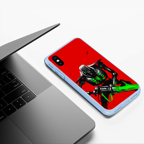 Чехол iPhone XS Max матовый Воин некрона / 3D-Голубой – фото 3