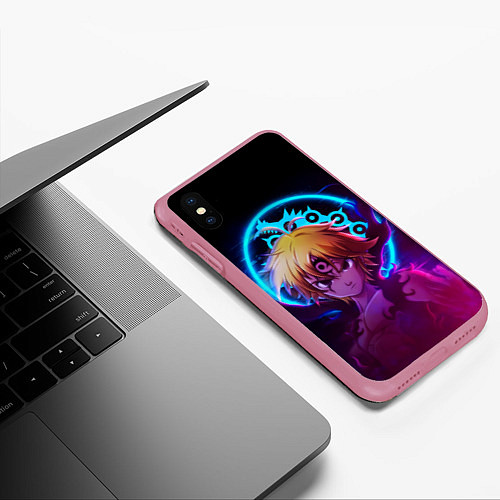 Чехол iPhone XS Max матовый MELIODAS 7 DAEDLY SINS МЕЛИОДАС / 3D-Малиновый – фото 3