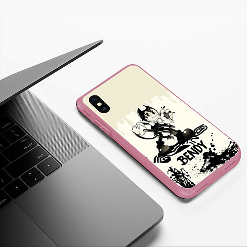 Чехол iPhone XS Max матовый Малыш Бенди / 3D-Малиновый – фото 3