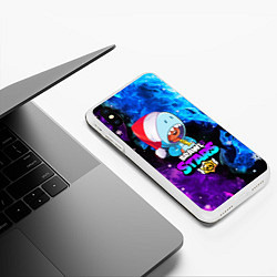 Чехол iPhone XS Max матовый LEON SHARK НОВОГОДНИЙ BRAWL STARS НЕОНОВЫЙ ОГОНЬ, цвет: 3D-белый — фото 2