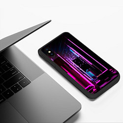 Чехол iPhone XS Max матовый Ночной город в киберпанке, цвет: 3D-черный — фото 2