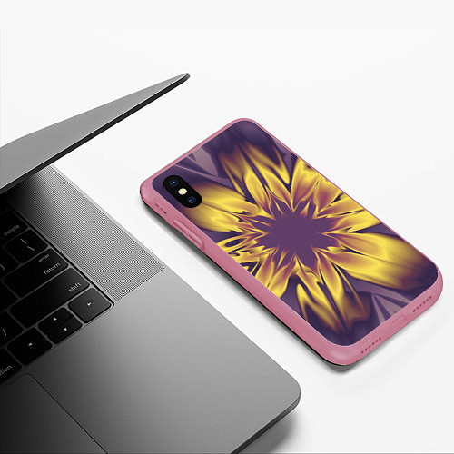 Чехол iPhone XS Max матовый Цветок заката Абстракция 535-332-32-63 / 3D-Малиновый – фото 3