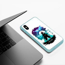 Чехол iPhone XS Max матовый Танджиро Камадо Клинок рассекающий демонов, цвет: 3D-мятный — фото 2