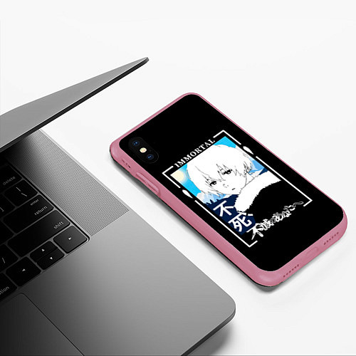 Чехол iPhone XS Max матовый Фуши арт / 3D-Малиновый – фото 3