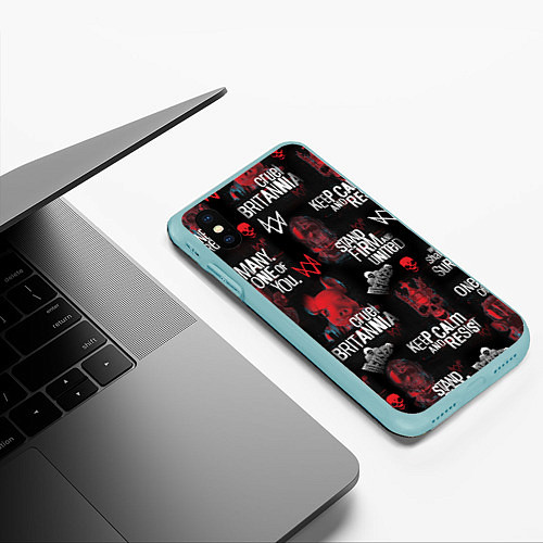 Чехол iPhone XS Max матовый WATCH DOGS LEGION REVOLUTION PATTERN / 3D-Мятный – фото 3