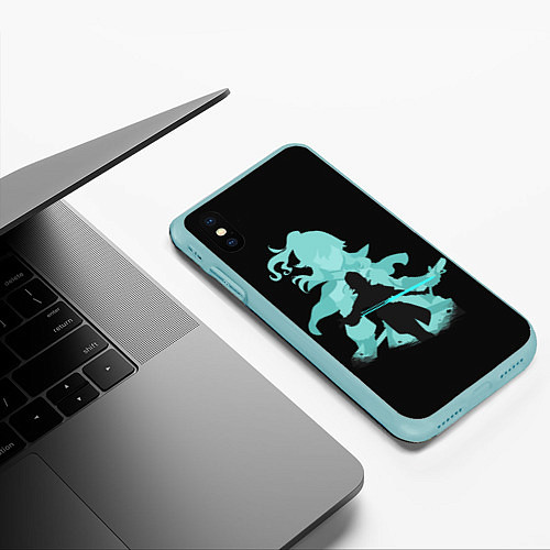 Чехол iPhone XS Max матовый HERO GENSHIN IMPACT / 3D-Мятный – фото 3