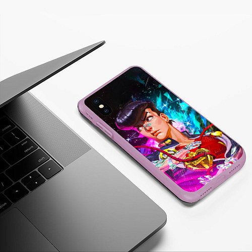 Чехол iPhone XS Max матовый Космический Джоске Хигашиката из Джо Джо / 3D-Сиреневый – фото 3