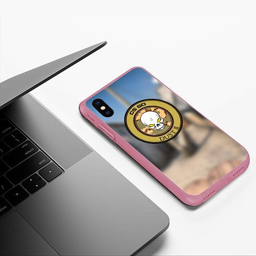 Чехол iPhone XS Max матовый CS GO dust 2 / 3D-Малиновый – фото 3