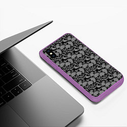 Чехол iPhone XS Max матовый Gray skulls, цвет: 3D-фиолетовый — фото 2