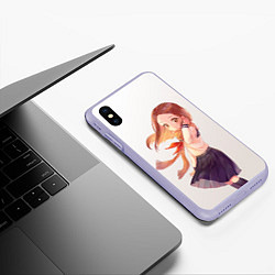 Чехол iPhone XS Max матовый Красотка Такаги, цвет: 3D-светло-сиреневый — фото 2