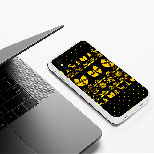 Чехол iPhone XS Max матовый НОВОГОДНИЙ СВИТЕР WU TANG CLAN / 3D-Белый – фото 3