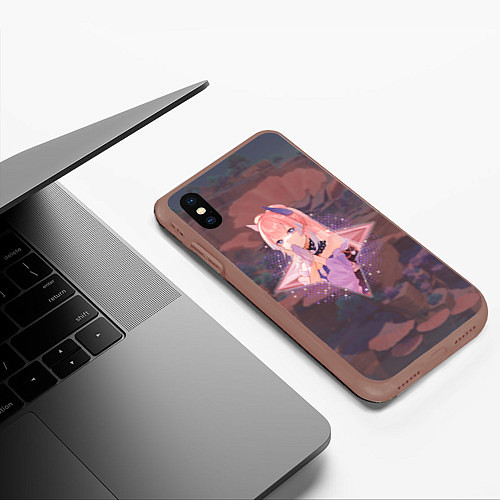 Чехол iPhone XS Max матовый Кокоми Сангономия Kokomi Sangonomiya в примогеме, / 3D-Коричневый – фото 3