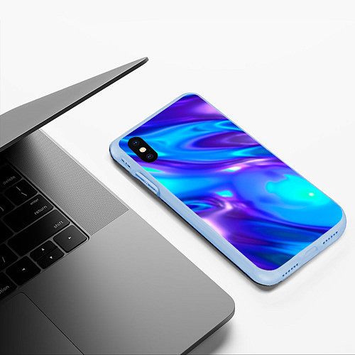 Чехол iPhone XS Max матовый Neon Holographic / 3D-Голубой – фото 3
