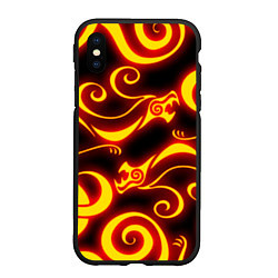 Чехол iPhone XS Max матовый ОГНЕННОЕ ТАТУ ДРАКЕНА DRAKEN FIRE TATTOO, цвет: 3D-черный