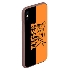 Чехол iPhone XS Max матовый Тигр - Tiger, цвет: 3D-коричневый — фото 2