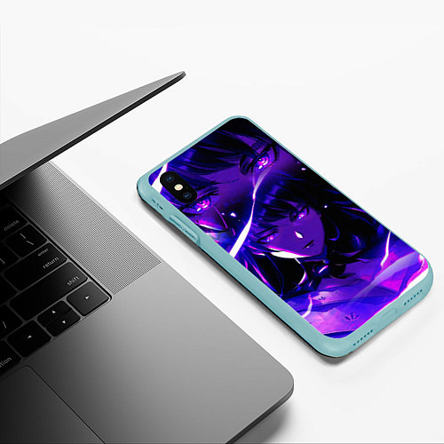 Чехол iPhone XS Max матовый SHOGUN RAIDEN GENSHIN IMPACT НА СПИНЕ / 3D-Мятный – фото 3