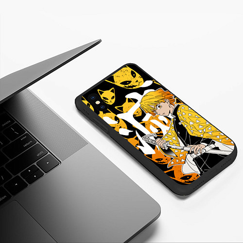 Чехол iPhone XS Max матовый ЗЕНИЦУ ZENITSU СТИЛЬ ГРОМА / 3D-Черный – фото 3