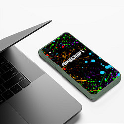 Чехол iPhone XS Max матовый КРАСОЧНЫЙ МАЙНКРАФТ, БРЫЗГИ КРАСОК, цвет: 3D-темно-зеленый — фото 2