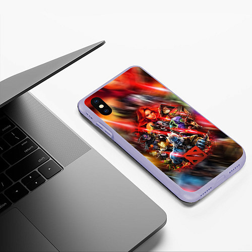 Чехол iPhone XS Max матовый ГЕРОИ DOTA 2 НЕОН АРТ / 3D-Светло-сиреневый – фото 3