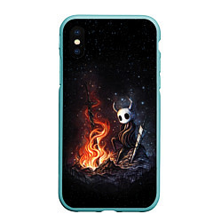 Чехол iPhone XS Max матовый HOLLOW KNIGHT У КОСТРА, цвет: 3D-мятный