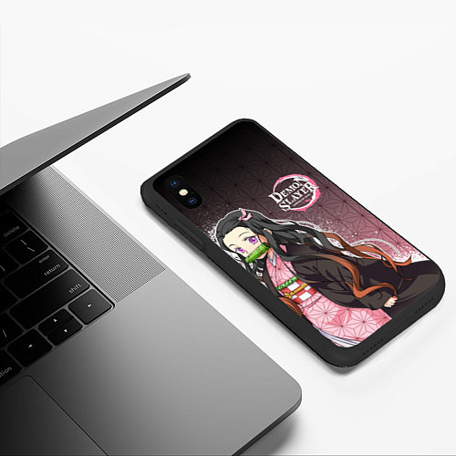 Чехол iPhone XS Max матовый НЕЗУКО NEZUKO SLAYER / 3D-Черный – фото 3