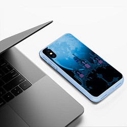 Чехол iPhone XS Max матовый Terrarians moon, цвет: 3D-голубой — фото 2