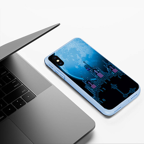 Чехол iPhone XS Max матовый Terrarians moon / 3D-Голубой – фото 3