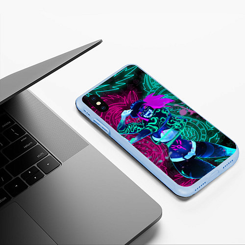 Чехол iPhone XS Max матовый KDA NEON DRAGONS LEAGUE OF LEGENDS НЕОНОВЫЕ ДРАКОН / 3D-Голубой – фото 3