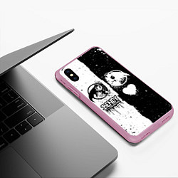 Чехол iPhone XS Max матовый BLACK AND WHITE BENDY AND THE INK MACHINE, цвет: 3D-розовый — фото 2
