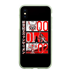 Чехол iPhone XS Max матовый Евангелион 00, 01 и 02, цвет: 3D-салатовый