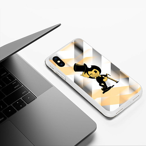 Чехол iPhone XS Max матовый Bendy and the ink machine bendy / 3D-Белый – фото 3