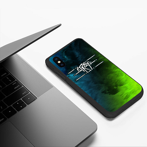 Чехол iPhone XS Max матовый Stray: Green / 3D-Черный – фото 3