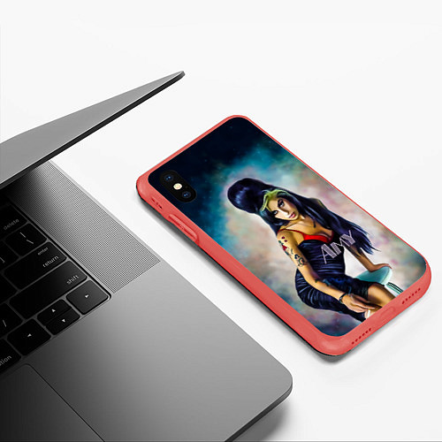 Чехол iPhone XS Max матовый Amy Jade Winehouse / 3D-Красный – фото 3