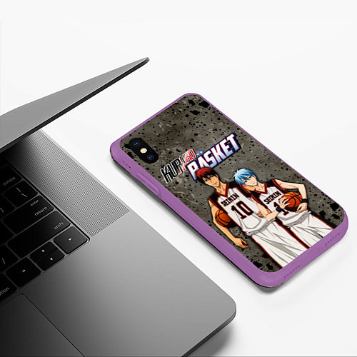 Чехол iPhone XS Max матовый Kuroko no Basket, Kagami Taiga Kuroko Tetsuya / 3D-Фиолетовый – фото 3