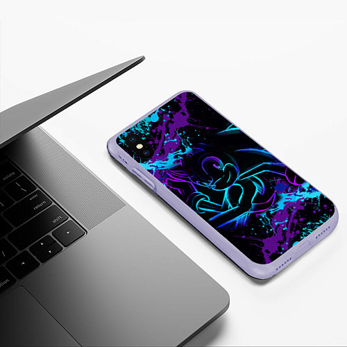 Чехол iPhone XS Max матовый SONIC NEON СОНИК НЕОН / 3D-Светло-сиреневый – фото 3