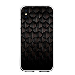 Чехол iPhone XS Max матовый Чешуя Дракона black edition, цвет: 3D-белый