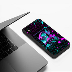 Чехол iPhone XS Max матовый НЕОНОВЫЕ ВОЛНЫ НЕОН ЯПОНИЯ КАНАГАВА, цвет: 3D-черный — фото 2