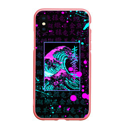 Чехол iPhone XS Max матовый НЕОНОВЫЕ ВОЛНЫ НЕОН ЯПОНИЯ КАНАГАВА, цвет: 3D-баблгам