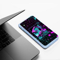 Чехол iPhone XS Max матовый НЕОНОВЫЕ ВОЛНЫ НЕОН ЯПОНИЯ КАНАГАВА, цвет: 3D-голубой — фото 2