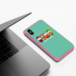 Чехол iPhone XS Max матовый South Park - Южный парк Кенни, Кайл, Эрик и Стэн, цвет: 3D-малиновый — фото 2