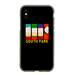 Чехол iPhone XS Max матовый South Park - Южный парк главные герои, цвет: 3D-темно-зеленый