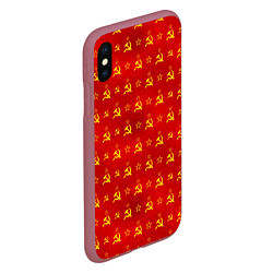 Чехол iPhone XS Max матовый Серп и Молот - СССР, цвет: 3D-малиновый — фото 2